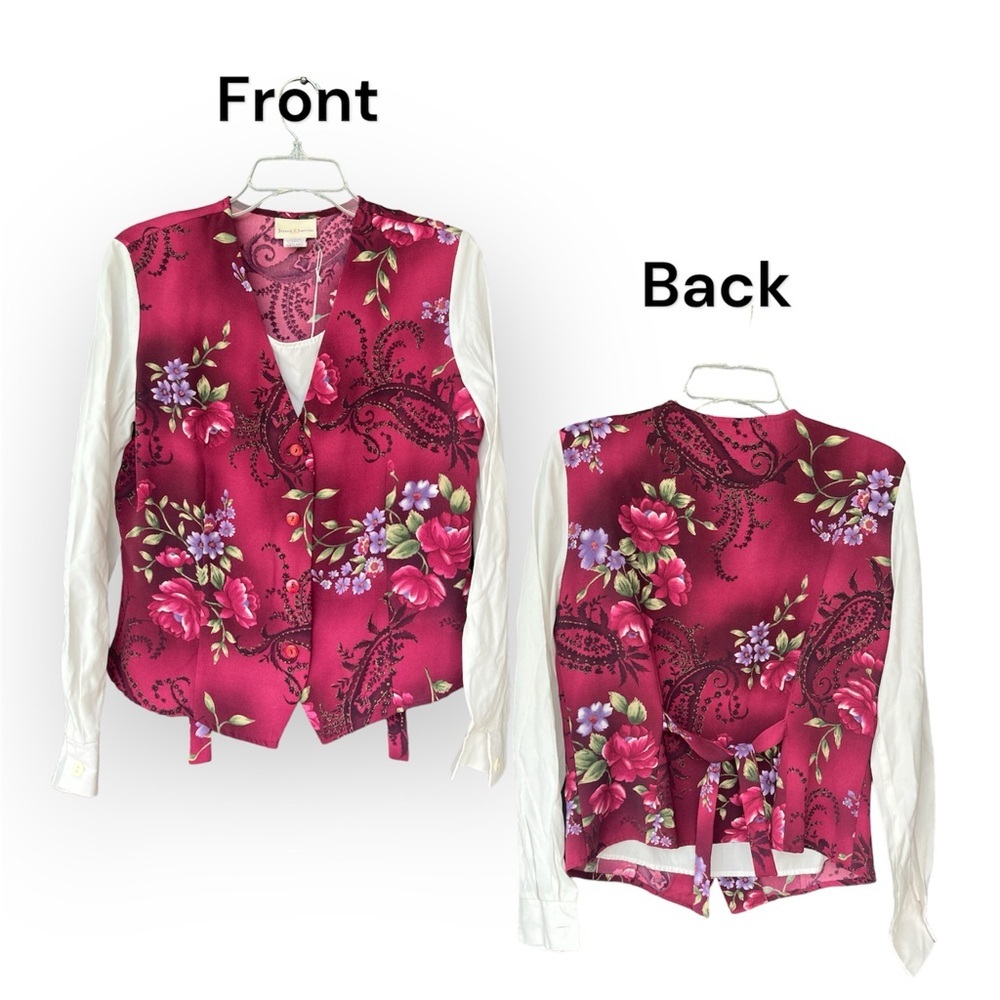 90’s floral attached vest blouse